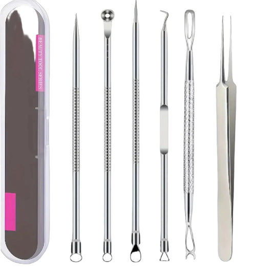 6Pcs Ultra-Precise Pimple Tweezers Set - Pro Acne and Blackhead Removal Tool -For Effective Face Care and Skin Purification