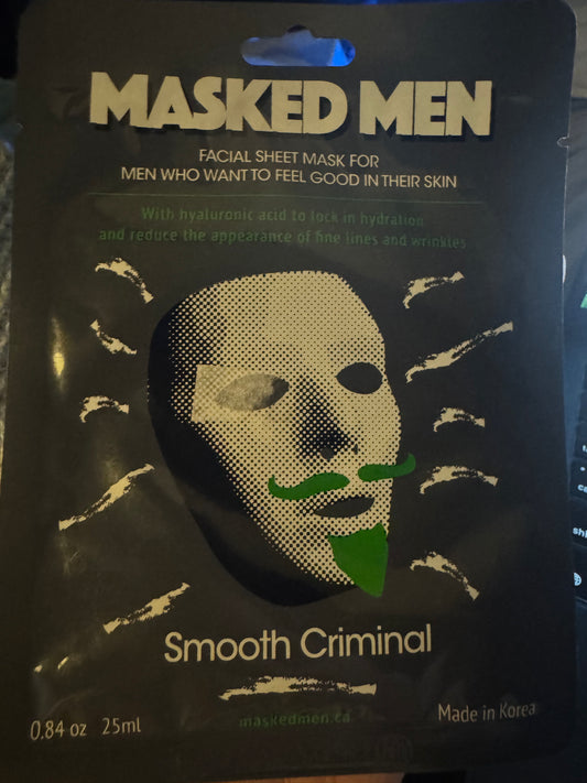 Masked Men - Smooth Criminal Hydrating Facial Sheet Mask Closeout King Wagner MacKenzie Skincare Skincare