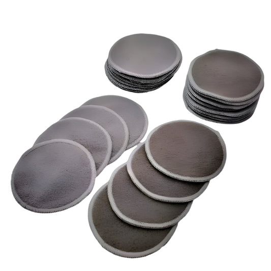 Reusable Bamboo Cleansing Pads 12Pcs/Bag Washable Rounds Cleansing Facial Pads Tool - Light Grey Dark Grey Contrast